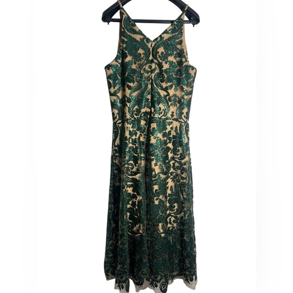 Dress the Population Green Sequin and Beige Maxi Dress - Picture 5 of 7